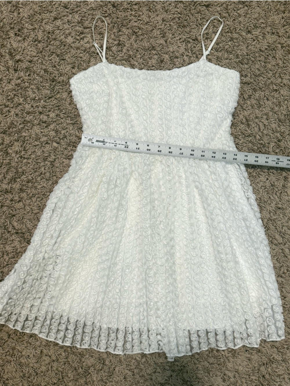 All in Favor White Rosette Spaghetti Strap Mini Dress Bridal shower (med) - Picture 15 of 16